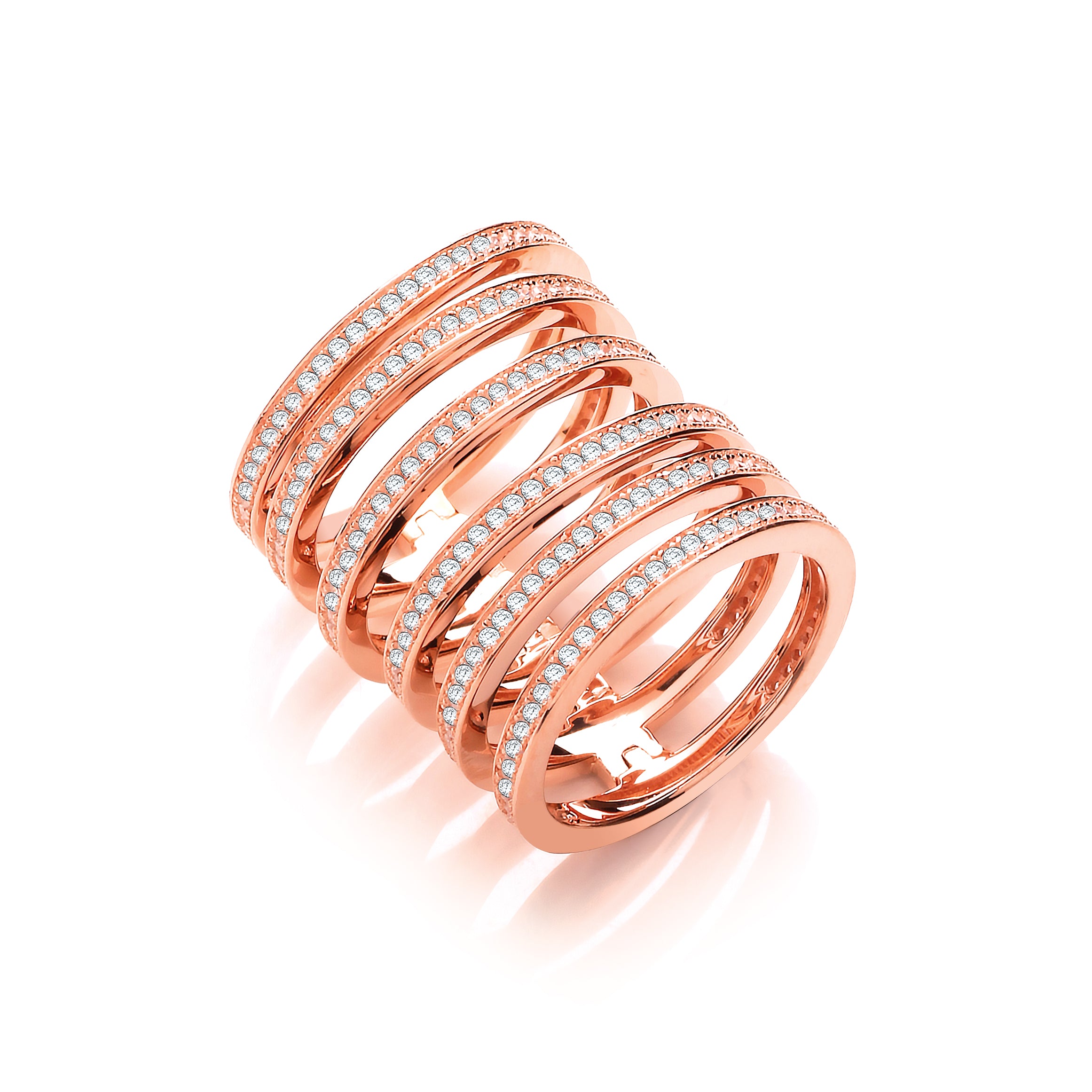Rose Coated Silver Full Finger Hinged Knuckle Ring