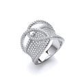 Micro Pave Cz Interlocking Top Silver Ring