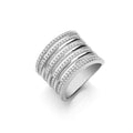 Micro Pave 9 Rows Silver Ladies Ring