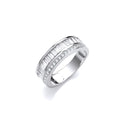 Half ET Baguette and Round Czs Silver Ring