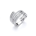 Silver 5 Layer Baguette and Round Czs Ring