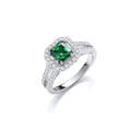 Green pc Cz High Setting Split Shank Fancy Silver Ring