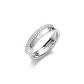 Double Row Micro Pave Cz Fancy Silver Ring