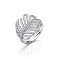 Barley Leaf Style Cz Silver Ring