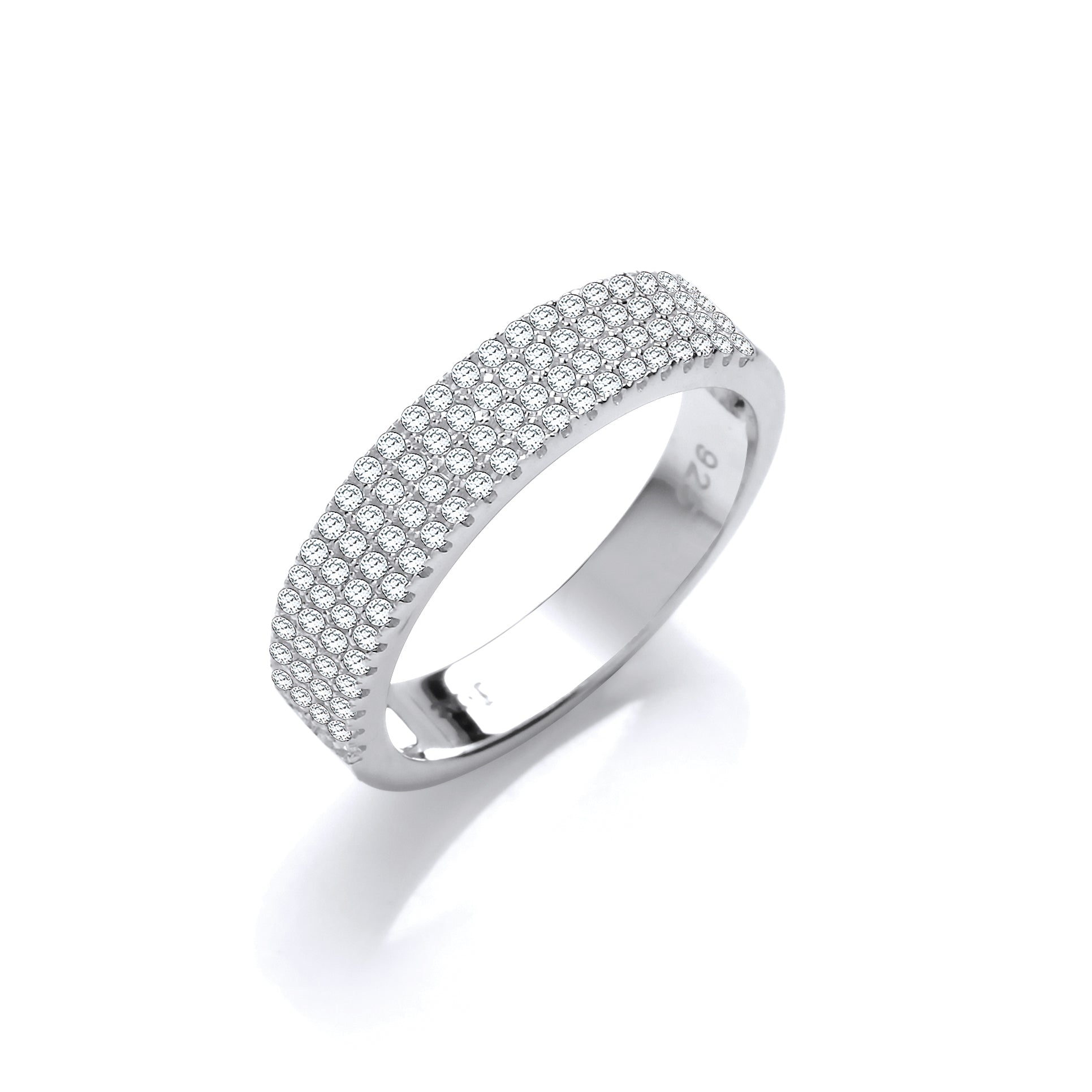 Micro Pave Half ET Cz Silver Ring