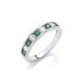 Emerald Green and Clear CZ Half ET Silver Ring