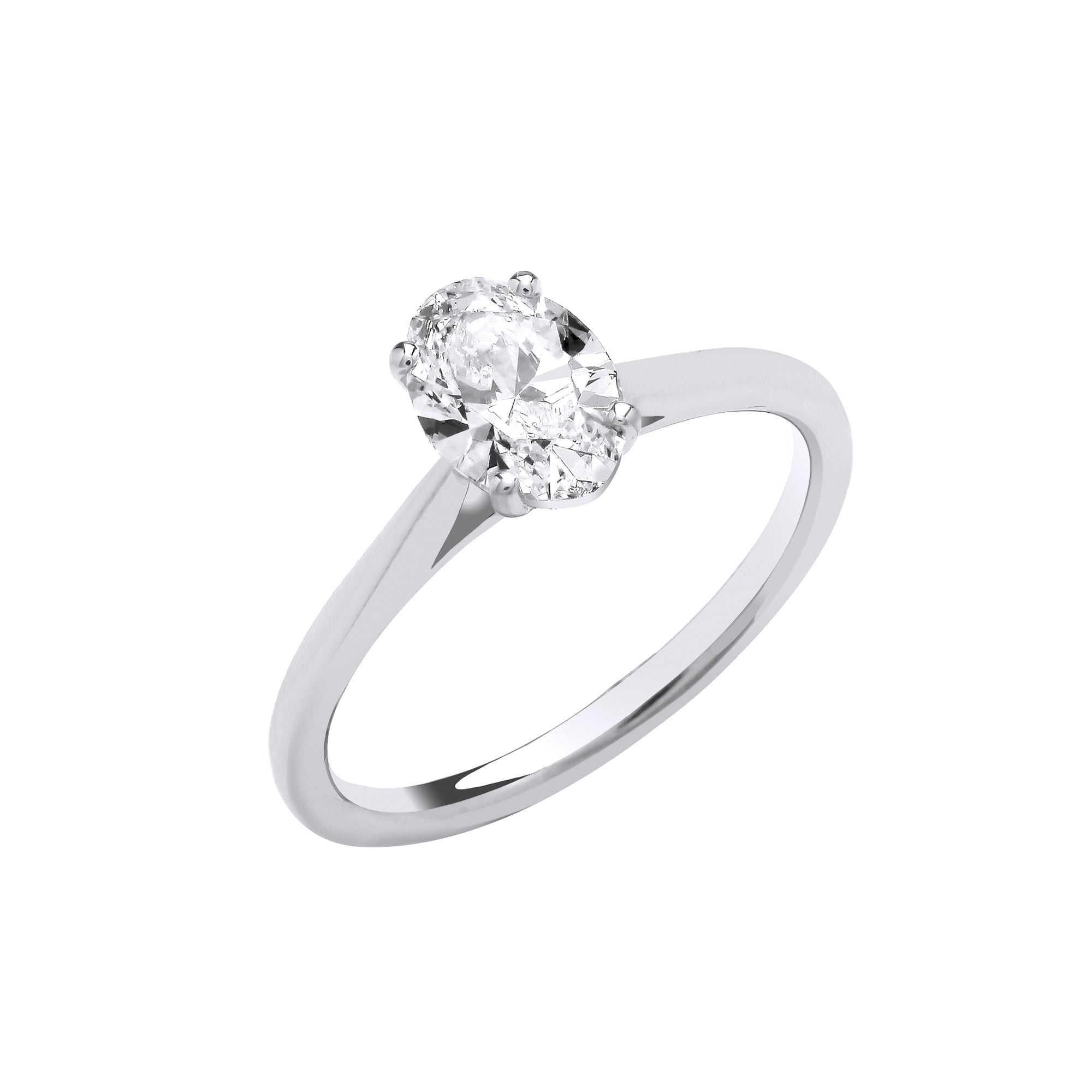 18ct White Gold 1.00ctw Oval Cut LAB GROWN Diamond Ring IGI Certified