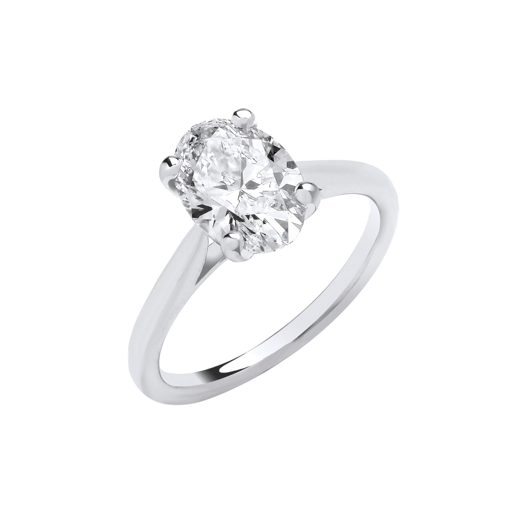 18ct White Gold 2.00ctw Oval Cut LAB GROWN Diamond Ring IGI Certified