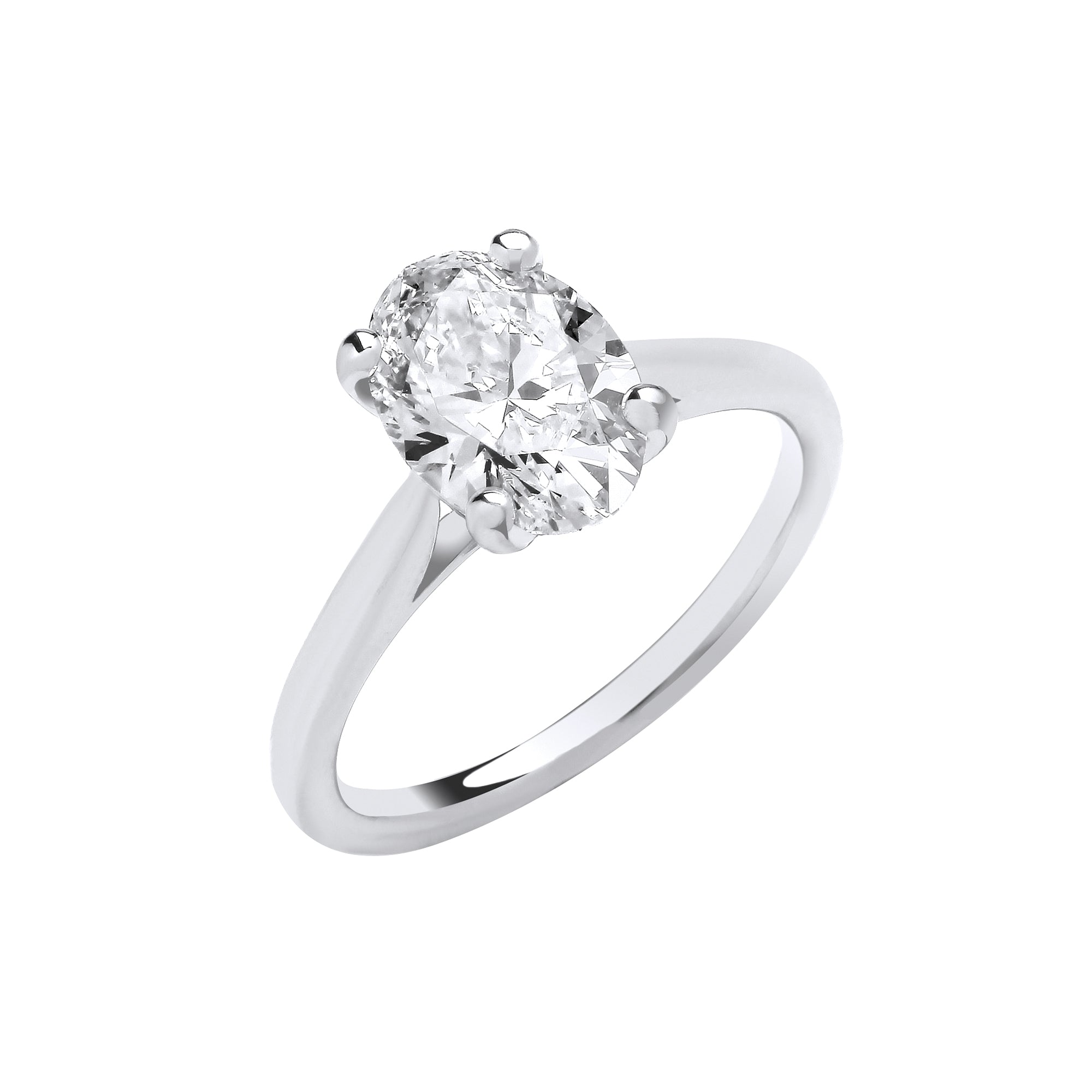 18ct White Gold 2.00ctw Oval Cut LAB GROWN Diamond Ring IGI Certified