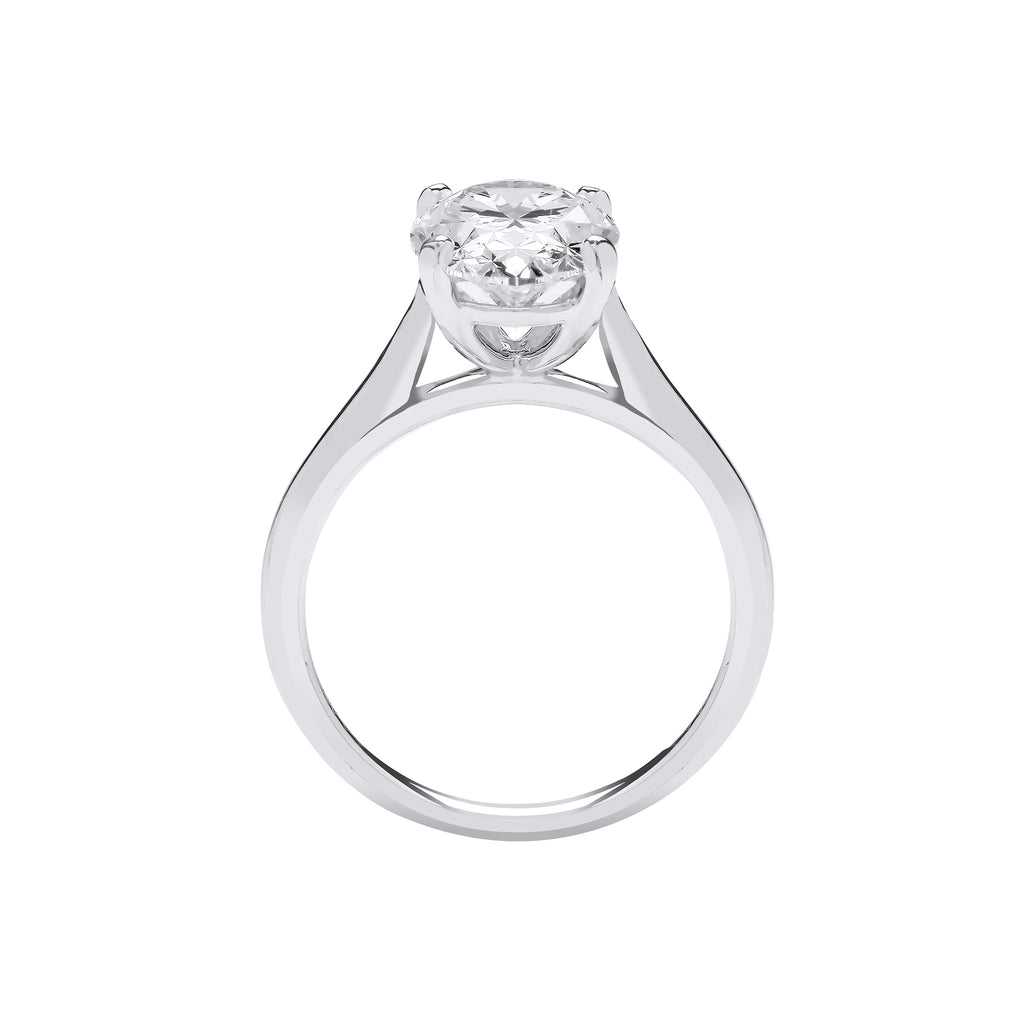 18ct White Gold 3.00ctw Oval Cut LAB GROWN Diamond Ring IGI Certified