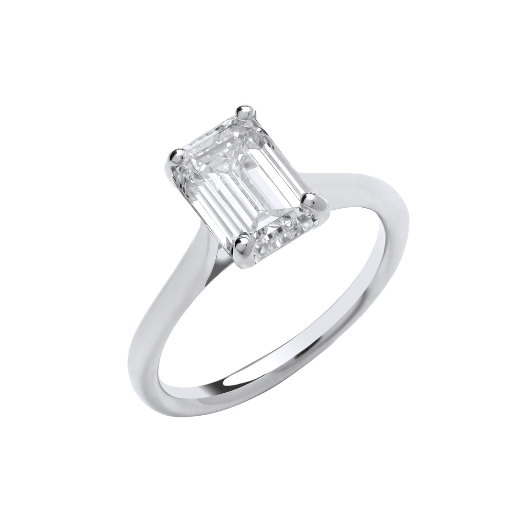 18ct White Gold 2.00ctw Emerald Cut LAB GROWN Diamond Ring IGI Certified