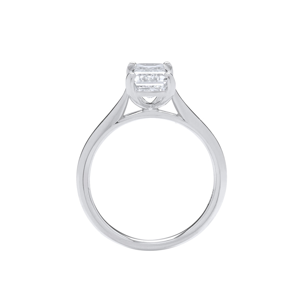 18ct White Gold 2.00ctw Emerald Cut LAB GROWN Diamond Ring IGI Certified