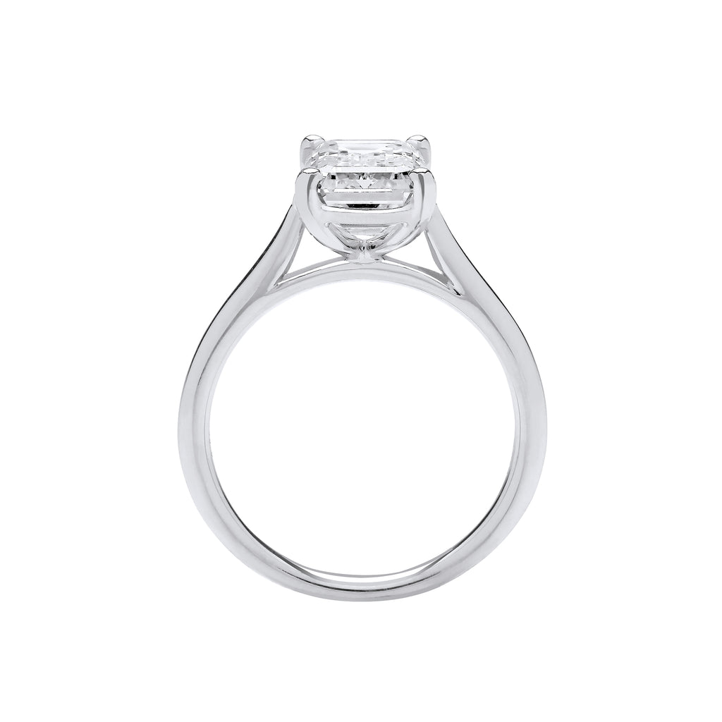 18ct White Gold 3.00ctw Emerald Cut LAB GROWN Diamond Ring IGI Certified