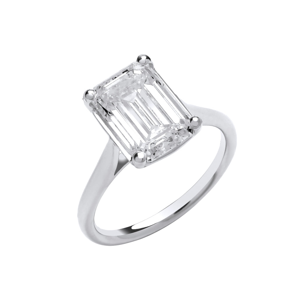 18ct White Gold 4.00ctw Emerald Cut LAB GROWN Diamond Ring IGI Certified