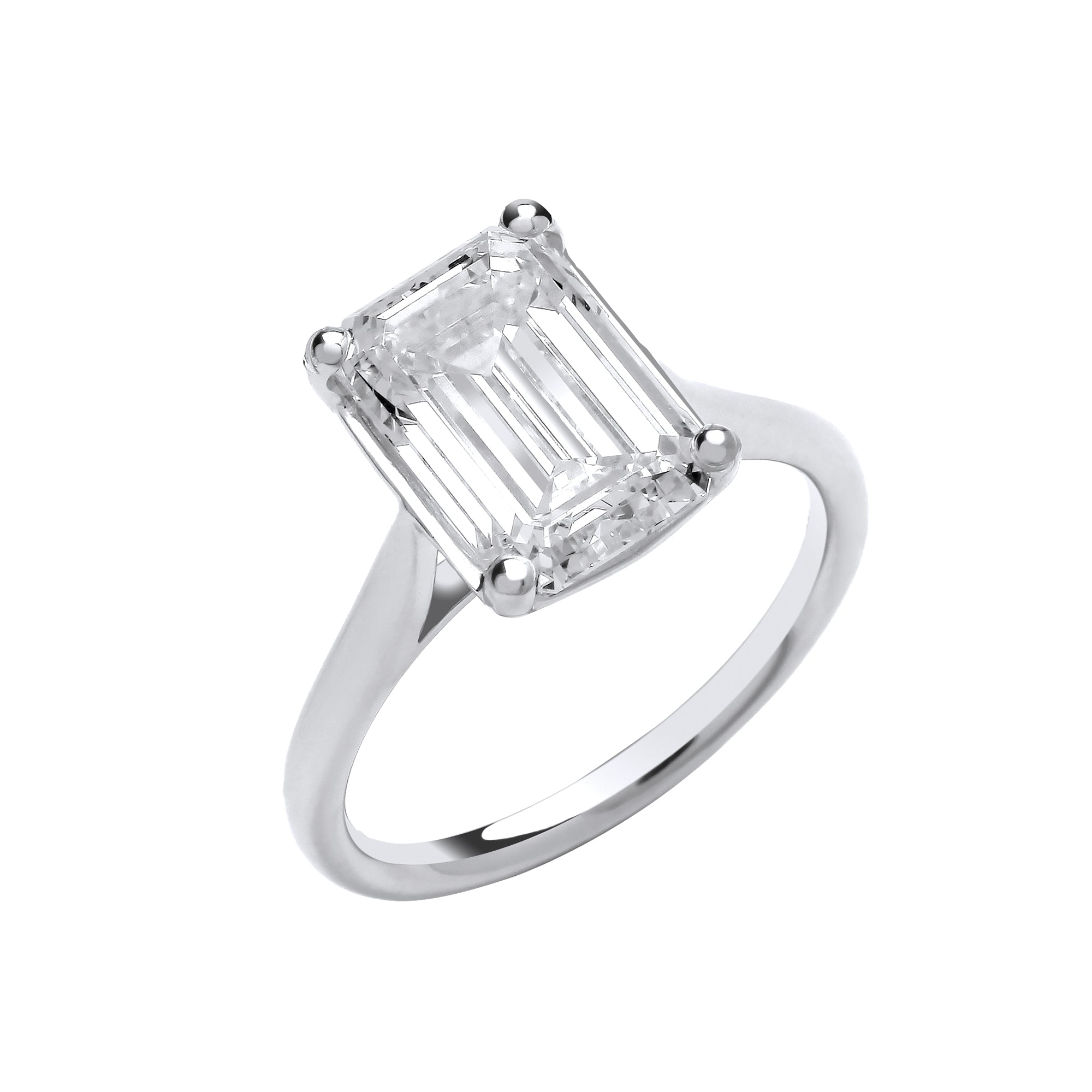 18ct White Gold 4.00ctw Emerald Cut LAB GROWN Diamond Ring IGI Certified