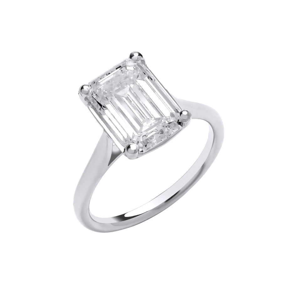 18ct White Gold 4.00ctw Emerald Cut LAB GROWN Diamond Ring IGI Certified