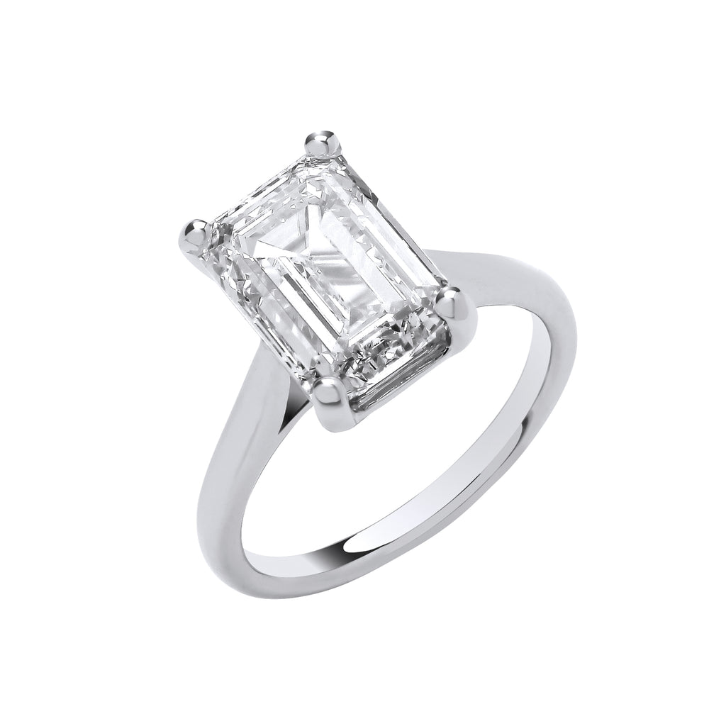 18ct White Gold 5.00ctw Emerald Cut LAB GROWN Diamond Ring IGI Certified
