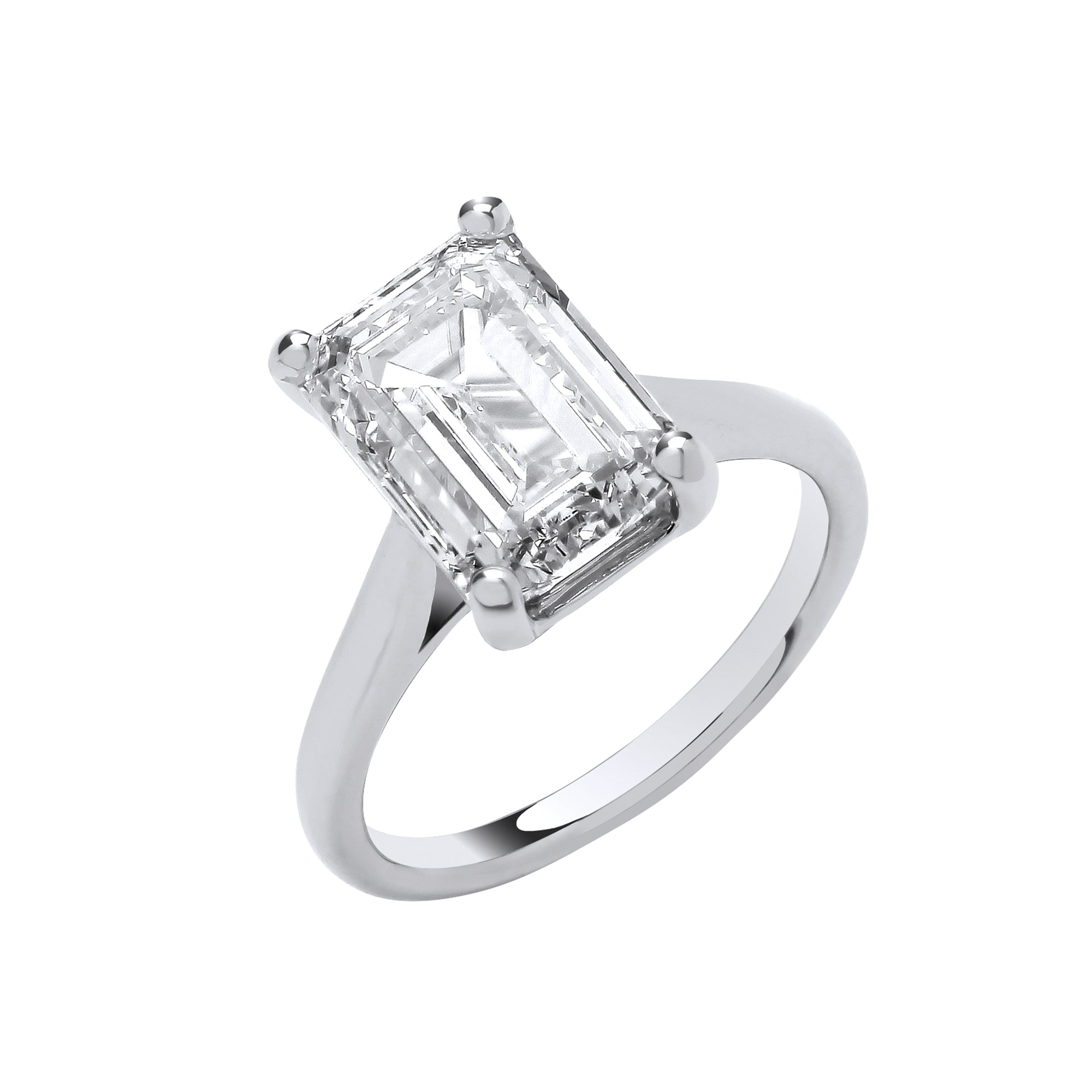 18ct White Gold 5.00ctw Emerald Cut LAB GROWN Diamond Ring IGI Certified