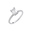 18ct White Gold 1.23ctw Emerald Cut LAB GROWN Hidden Halo Diamond Ring IGI Certified