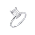 18ct White Gold 2.25ctw Emerald Cut LAB GROWN Hidden Halo Diamond Ring IGI Certified