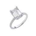 18ct White Gold 3.30ctw Emerald Cut LAB GROWN Hidden Halo Diamond Ring IGI Certified