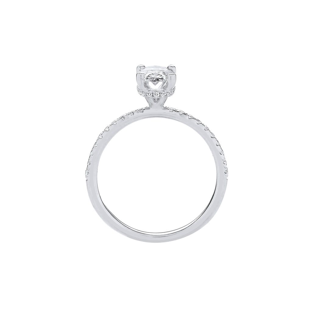 18ct White Gold 1.21ctw Oval LAB GROWN Hidden Halo Diamond Ring IGI Certified