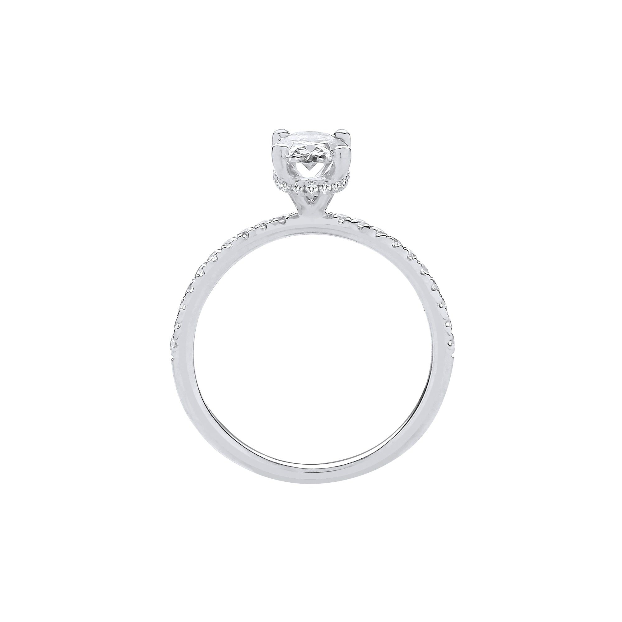 18ct White Gold 1.21ctw Oval LAB GROWN Hidden Halo Diamond Ring IGI Certified