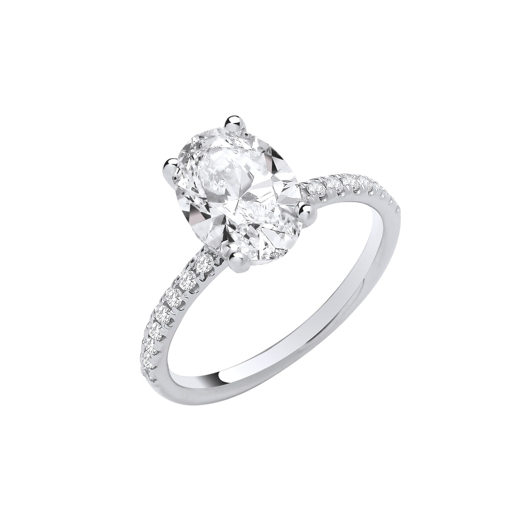 18ct White Gold 2.24ctw Oval LAB GROWN Hidden Halo Diamond Ring IGI Certified
