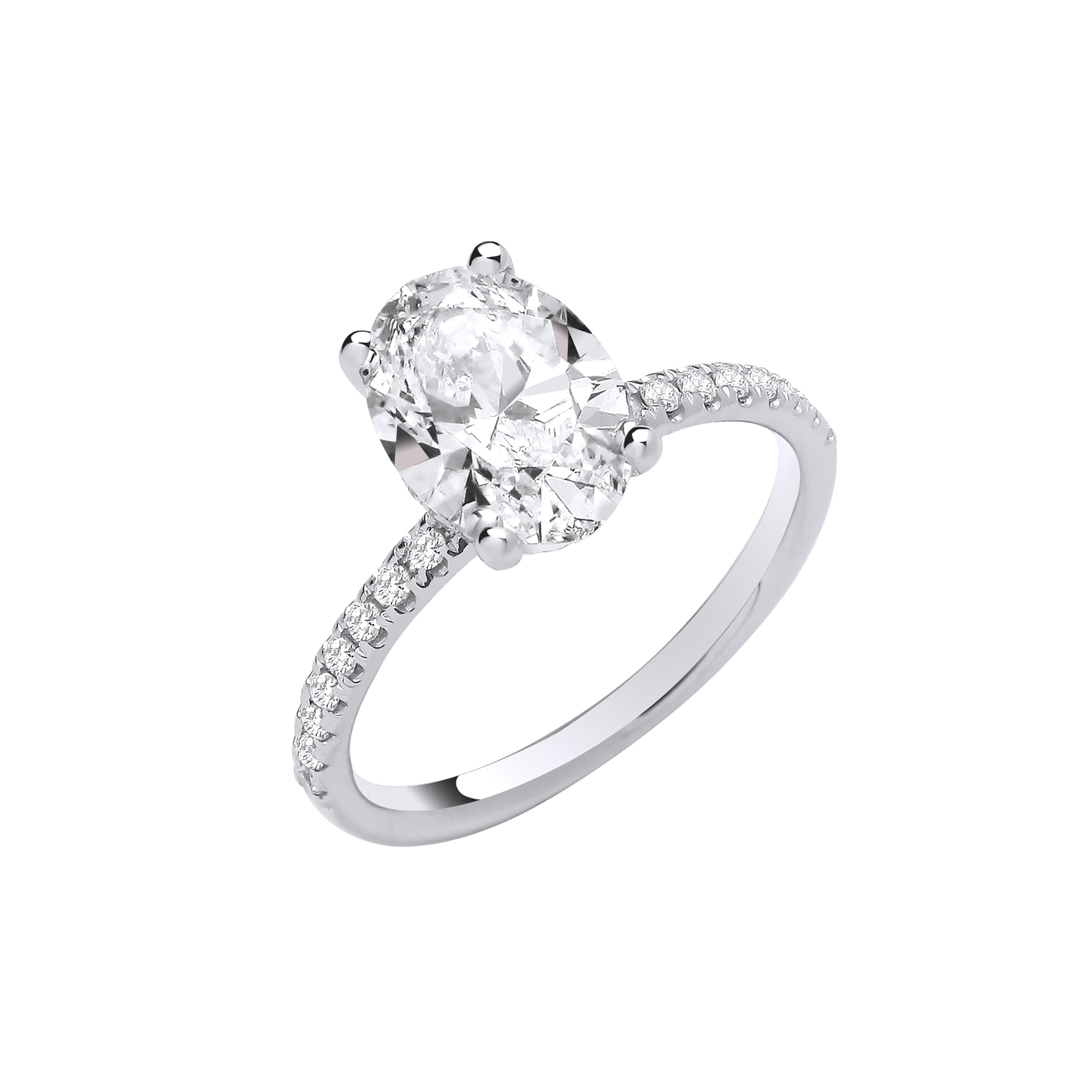18ct White Gold 2.24ctw Oval LAB GROWN Hidden Halo Diamond Ring IGI Certified
