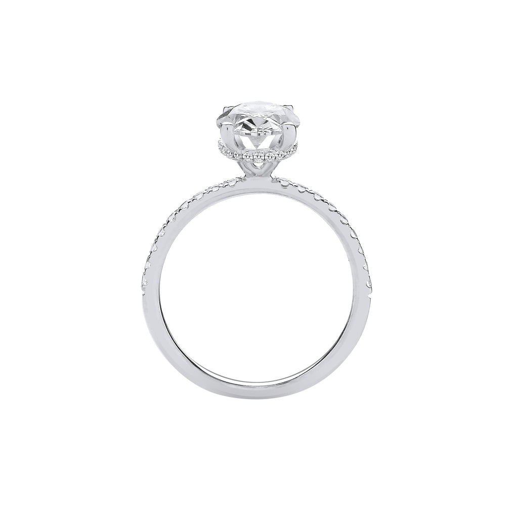 18ct White Gold 2.24ctw Oval LAB GROWN Hidden Halo Diamond Ring IGI Certified