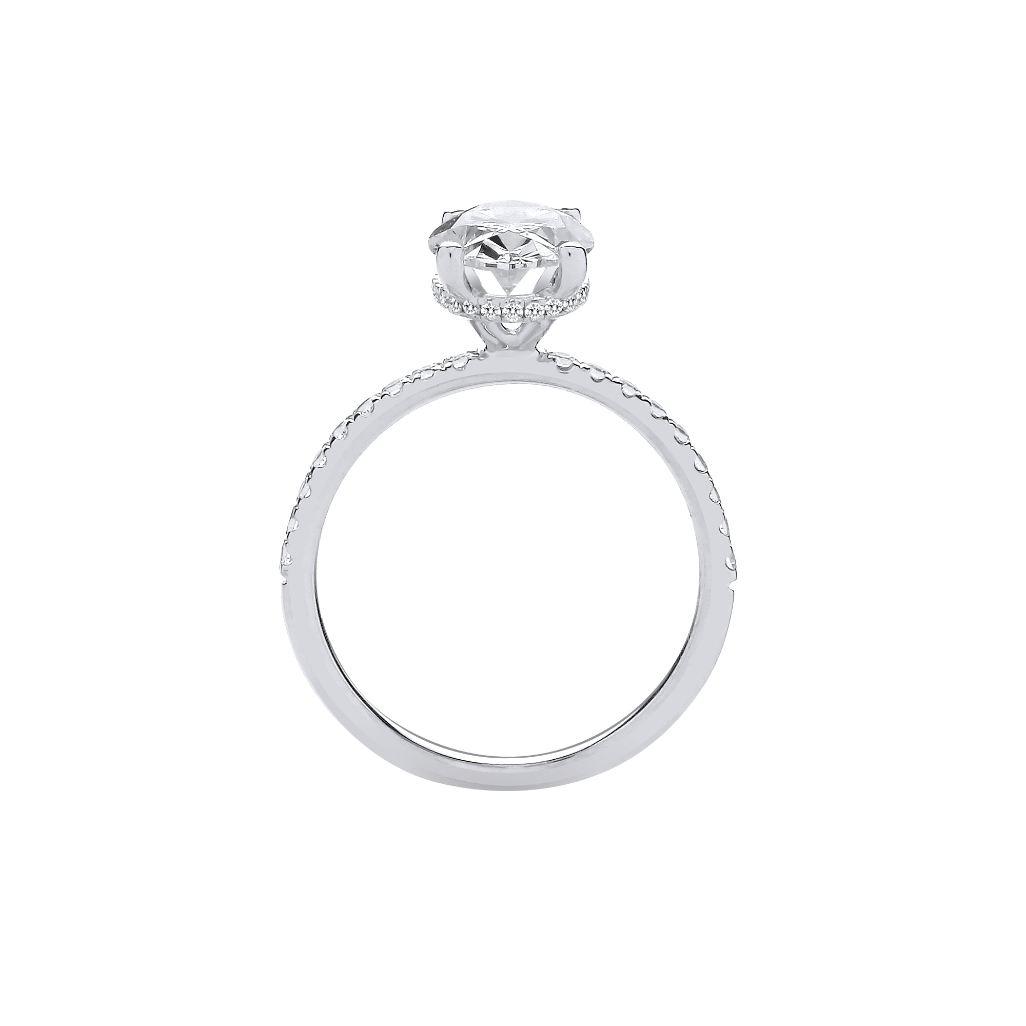 18ct White Gold 2.24ctw Oval LAB GROWN Hidden Halo Diamond Ring IGI Certified
