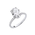 18ct White Gold 3.28ctw Oval LAB GROWN Hidden Halo Diamond Ring IGI Certified
