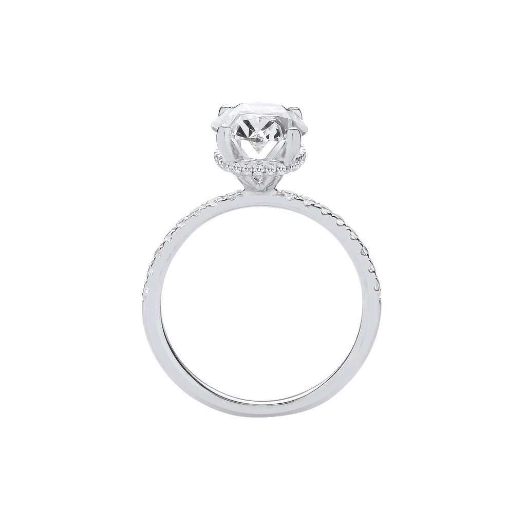 18ct White Gold 3.28ctw Oval LAB GROWN Hidden Halo Diamond Ring IGI Certified