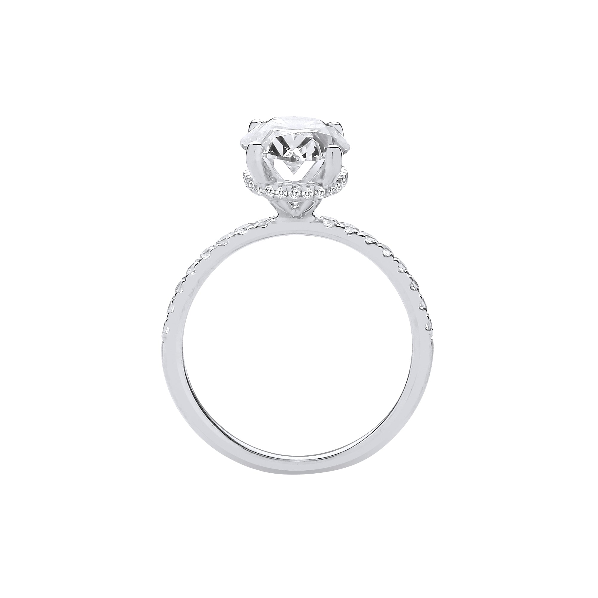 18ct White Gold 3.28ctw Oval LAB GROWN Hidden Halo Diamond Ring IGI Certified