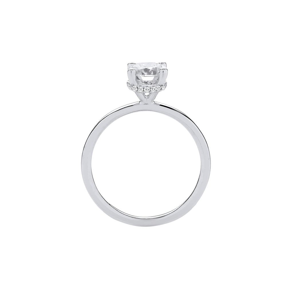 18ct White Gold 1.05ctw Solitaire LAB GROWN Hidden Halo Diamond Ring IGI Certified