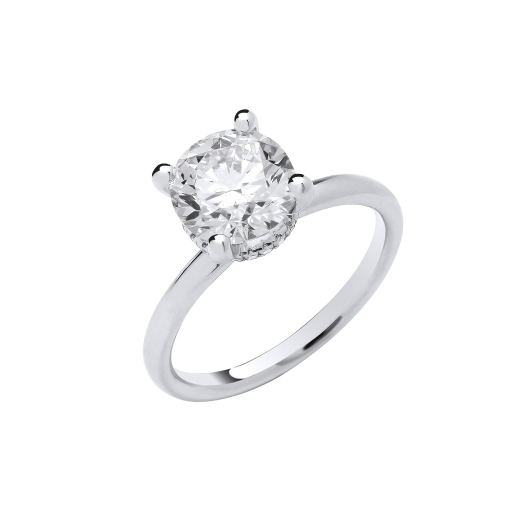 18ct White Gold 2.07ctw Solitaire LAB GROWN Hidden Halo Diamond Ring IGI Certified