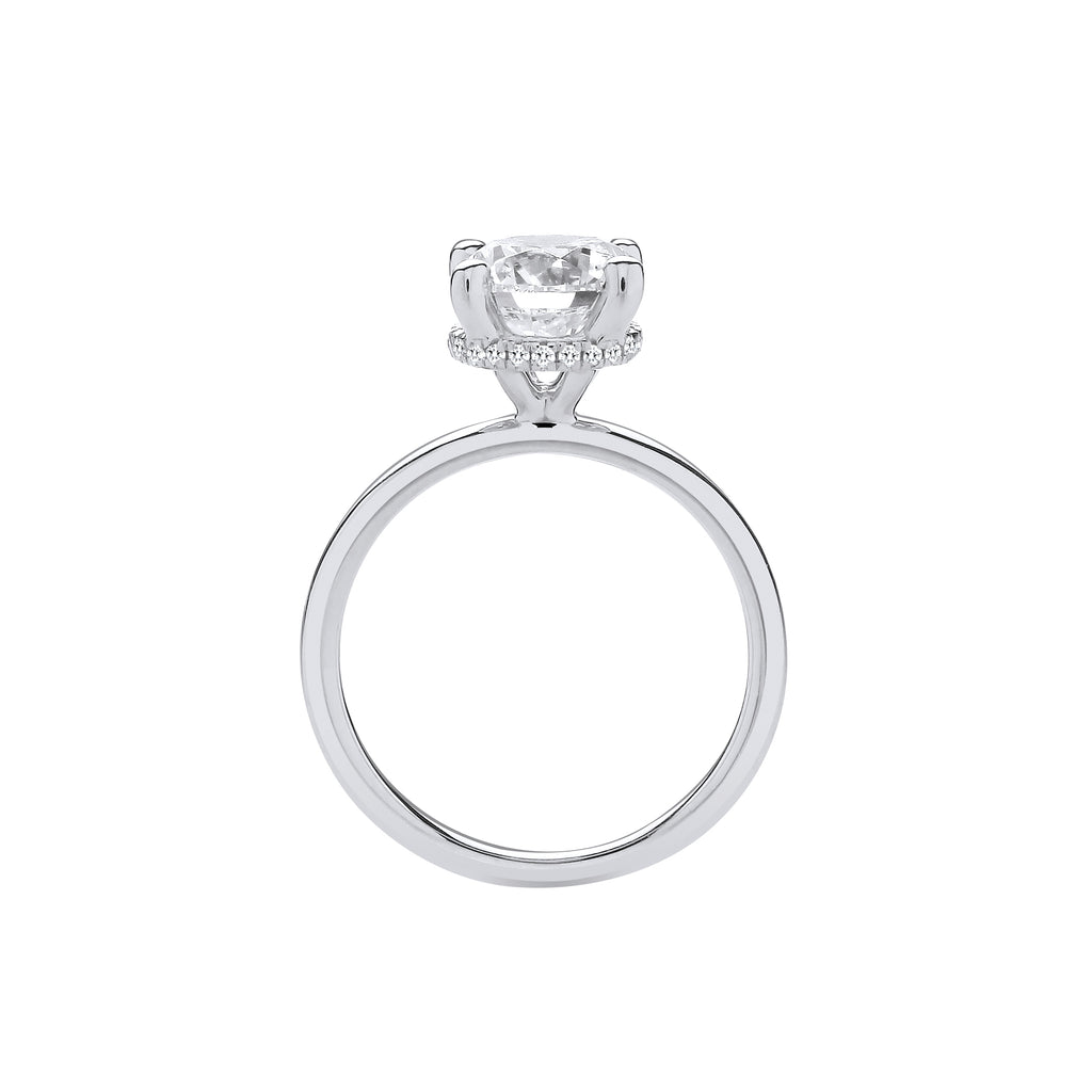 18ct White Gold 2.07ctw Solitaire LAB GROWN Hidden Halo Diamond Ring IGI Certified