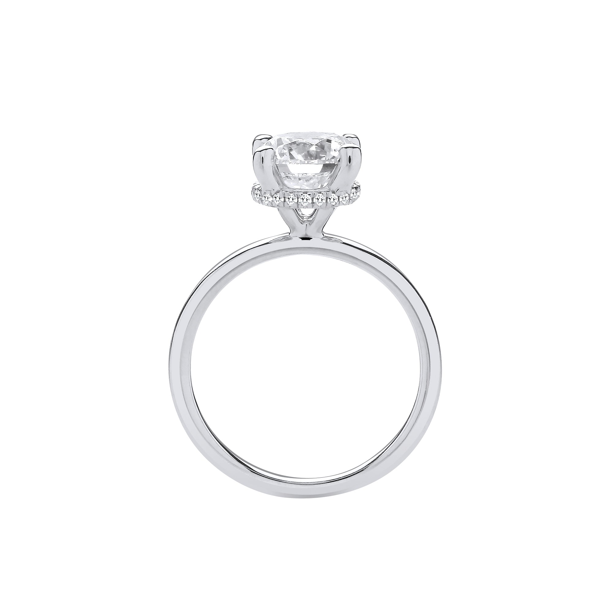18ct White Gold 2.07ctw Solitaire LAB GROWN Hidden Halo Diamond Ring IGI Certified
