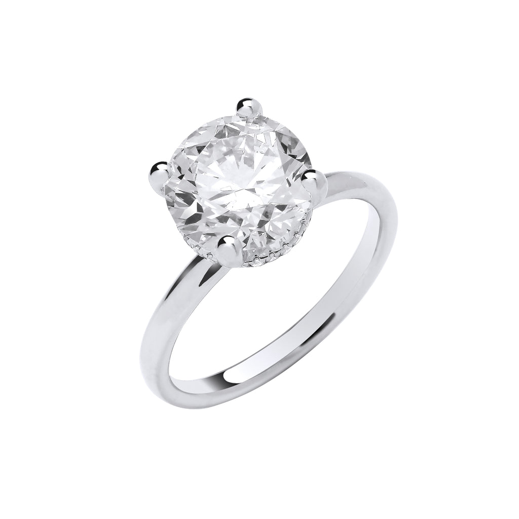 18ct White Gold 3.08ctw Solitaire LAB GROWN Hidden Halo Diamond Ring IGI Certified