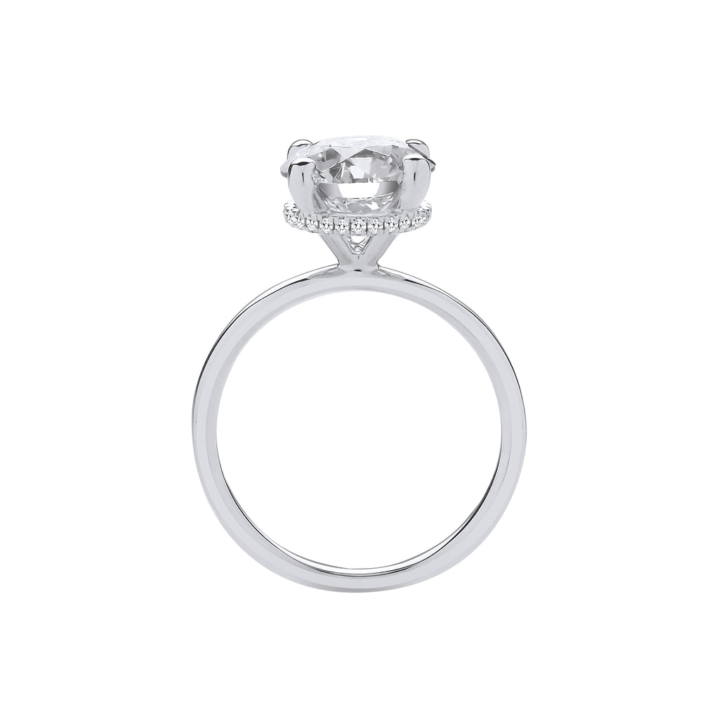 18ct White Gold 3.08ctw Solitaire LAB GROWN Hidden Halo Diamond Ring IGI Certified