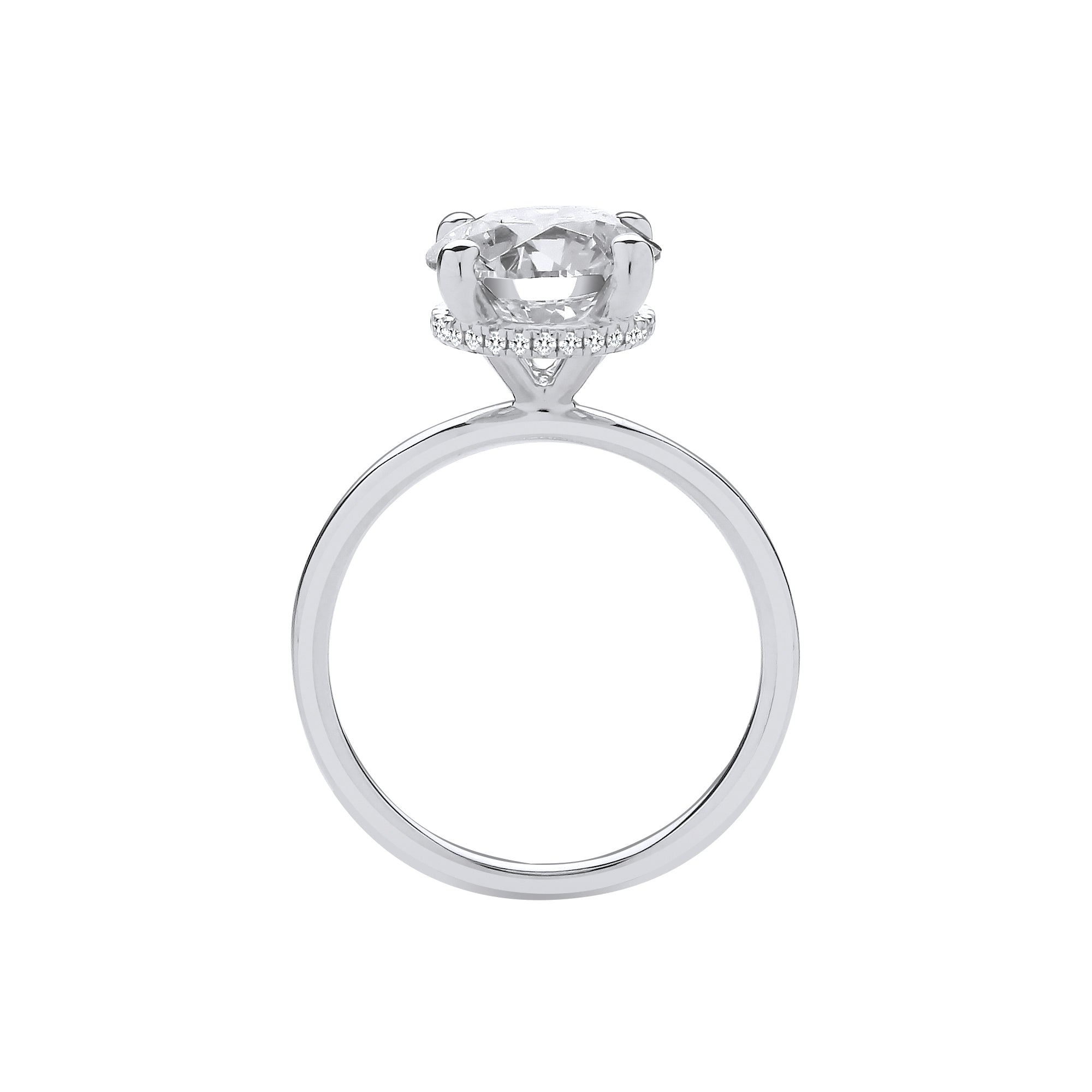 18ct White Gold 3.08ctw Solitaire LAB GROWN Hidden Halo Diamond Ring IGI Certified