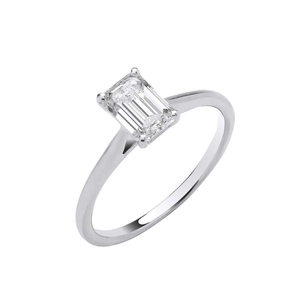 18ct White Gold 1.00ctw Emerald Cut LAB GROWN Diamond Ring IGI Certified