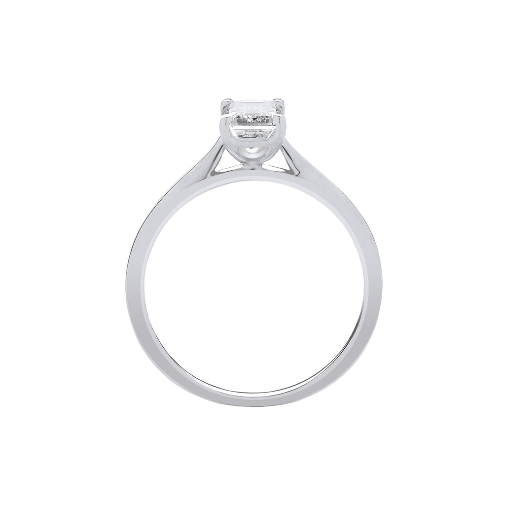 18ct White Gold 1.00ctw Emerald Cut LAB GROWN Diamond Ring IGI Certified