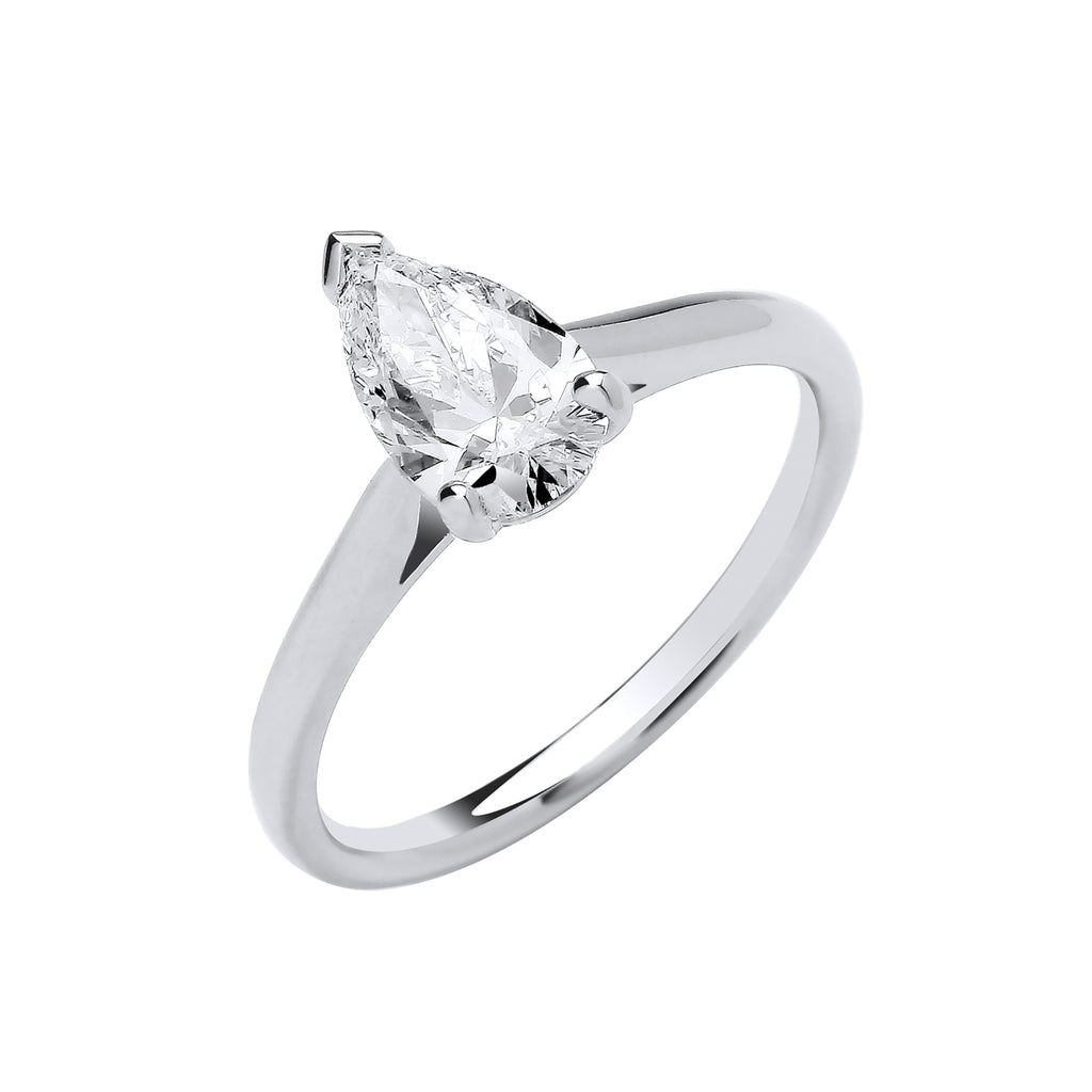18ct White Gold 1.00ctw Pear Cut LAB GROWN Diamond Ring IGI Certified