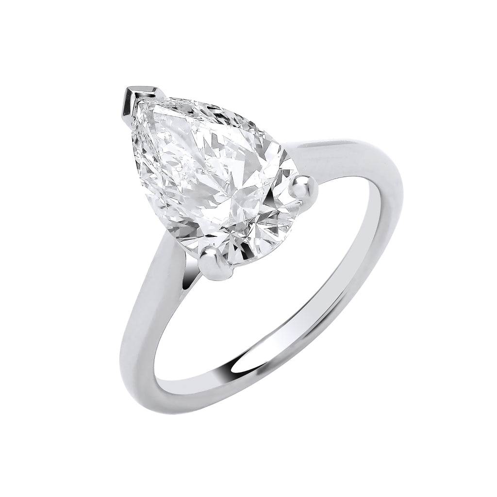 18ct White Gold 3.00ctw Pear Cut LAB GROWN Diamond Ring IGI Certified