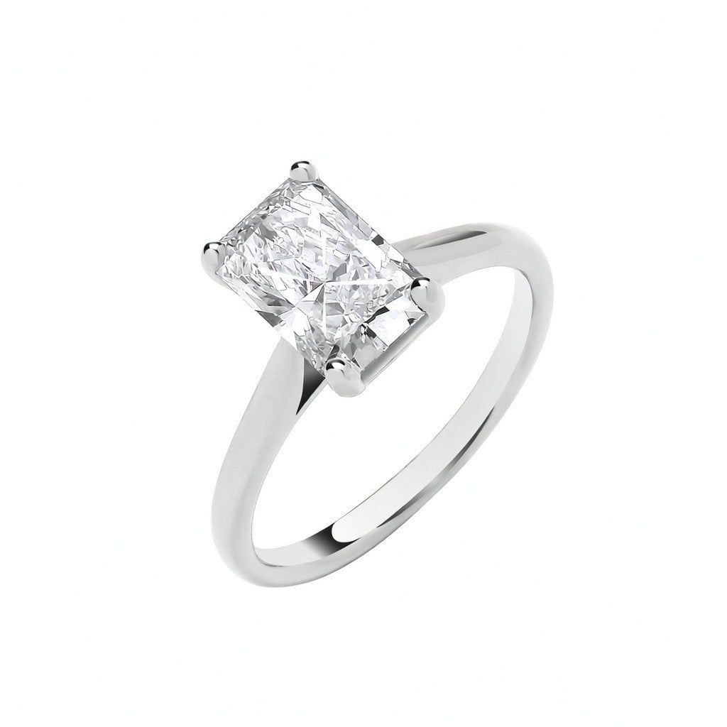 18ct White Gold 2.00ctw Radiant Cut LAB GROWN Diamond Ring IGI Certified