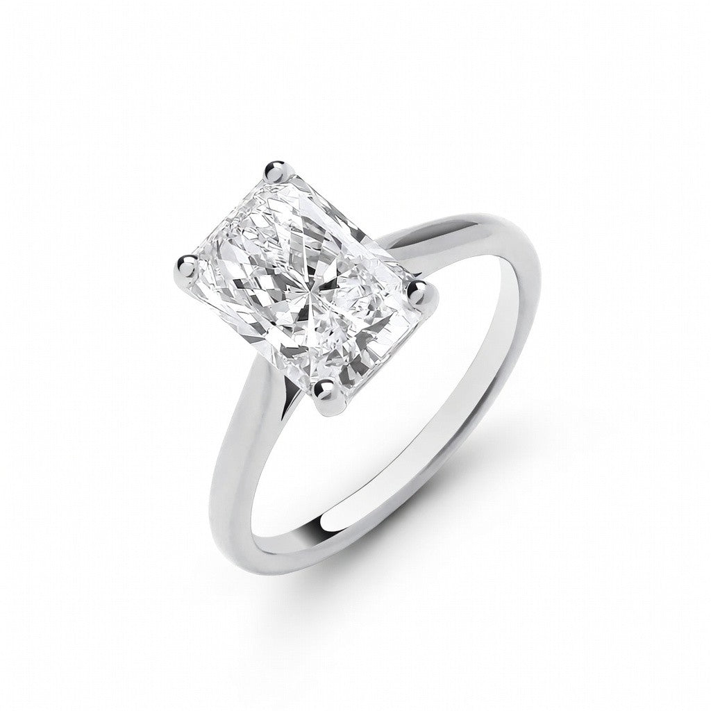 18ct White Gold 3.00ctw Radiant Cut LAB GROWN Diamond Ring IGI Certified