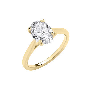 9ct Yellow Gold 2.00ctw Oval Cut LAB GROWN Diamond Ring IGI Certified
