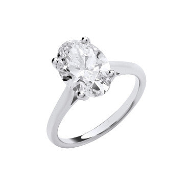 9ct White Gold 3.00ctw Oval Cut LAB GROWN Diamond Ring IGI Certified