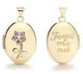 Y/G Oval Double Sided Locket with Purple Cz